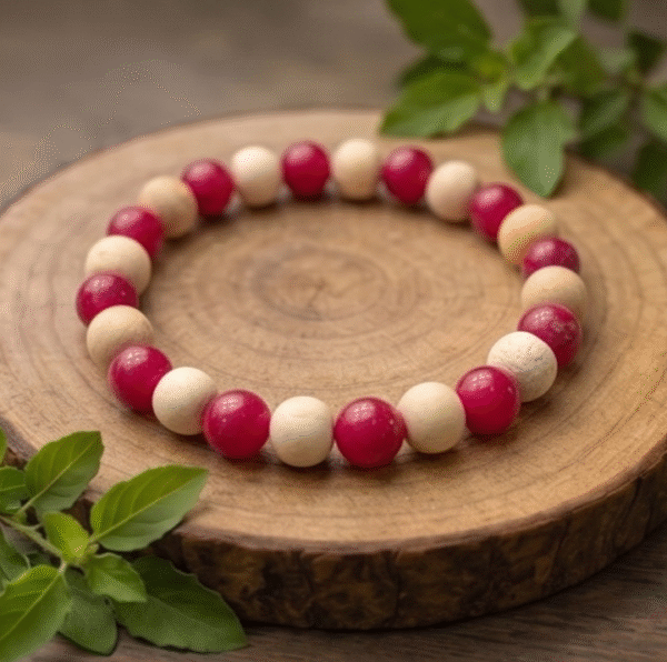 Red Jasper with Tulsi Bracelet – Grounding, Strength, Vitality & Emotional Balance