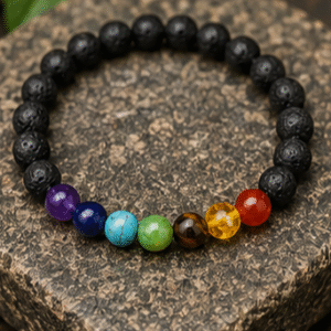 7 Chakra with Lava Rock Bracelet – Natural Chakra & Lava Stone Bracelet for Energy Balance, Grounding, Protection & Positive Energy
