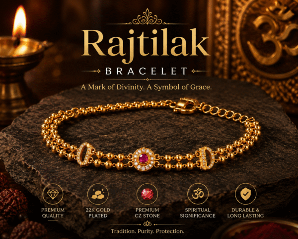 Rajtilak Bracelet – 22K Gold Plated CZ Stone Bracelet for Men & Women | Spiritual & Elegant Jewellery