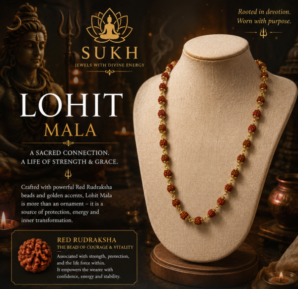 Lohit Mala – Red Rudraksha Mala for Strength, Protection, Courage & Spiritual Energy