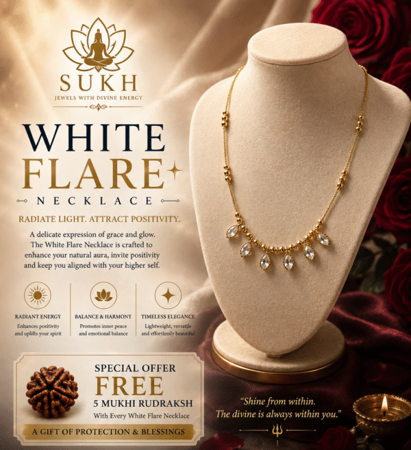 White Flare Necklace – Elegant Crystal Pendant Necklace for Women | Lightweight Statement Jewellery